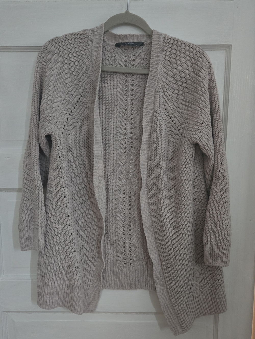 Chenille Open Front Knit Cardigan Creme Small Like New